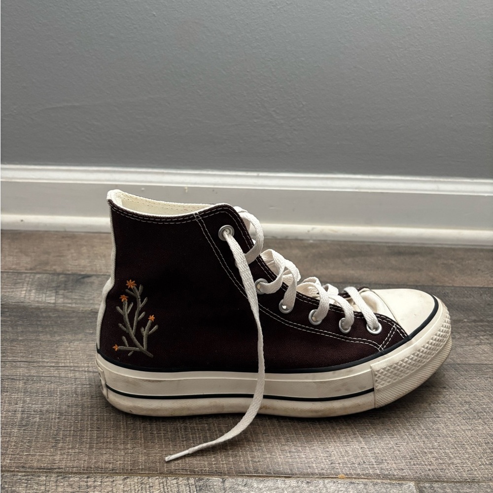 Converse Brown and Cream High-Top Sneakers